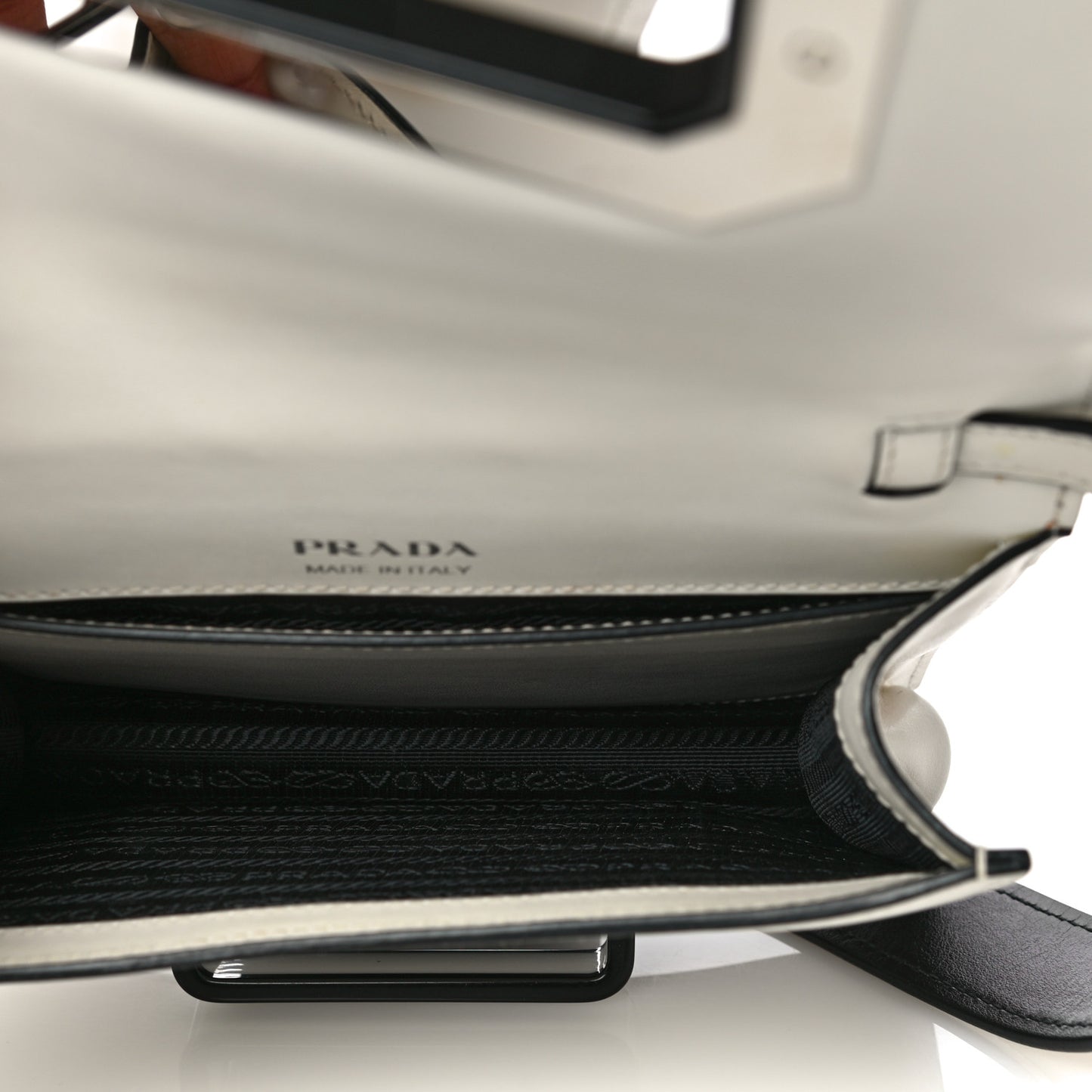 City Calf Plex Ribbon Bag White Black