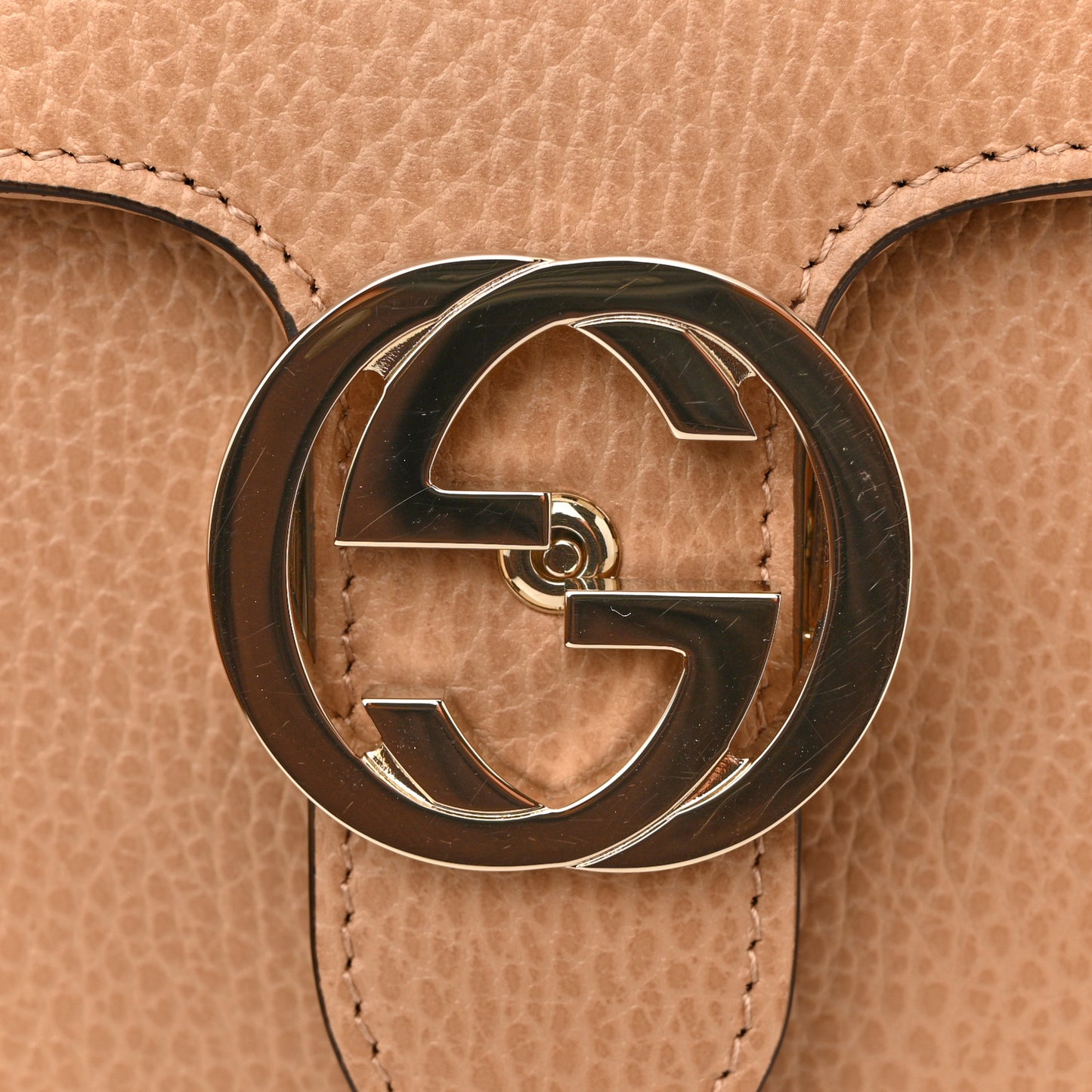 Dollar Calfskin Small Interlocking G Shoulder Bag Camelia