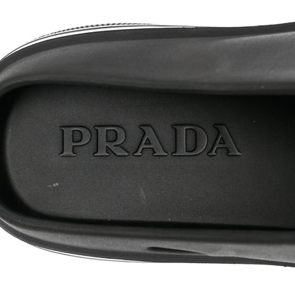 Prada Soft Mellow Rubber Triangle Logo Embossed Mens Mules 42 Black 6 of 10