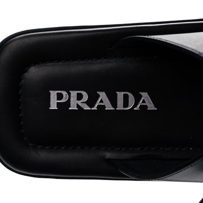 Prada Natural Calfskin Double Buckle 20mm Sandals 39 Black 7 of 9