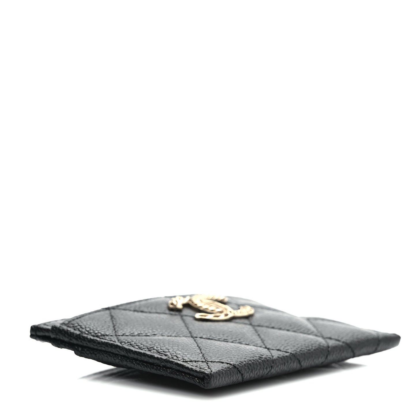 Caviar Quilted Multi Chain CC Card Holder Black