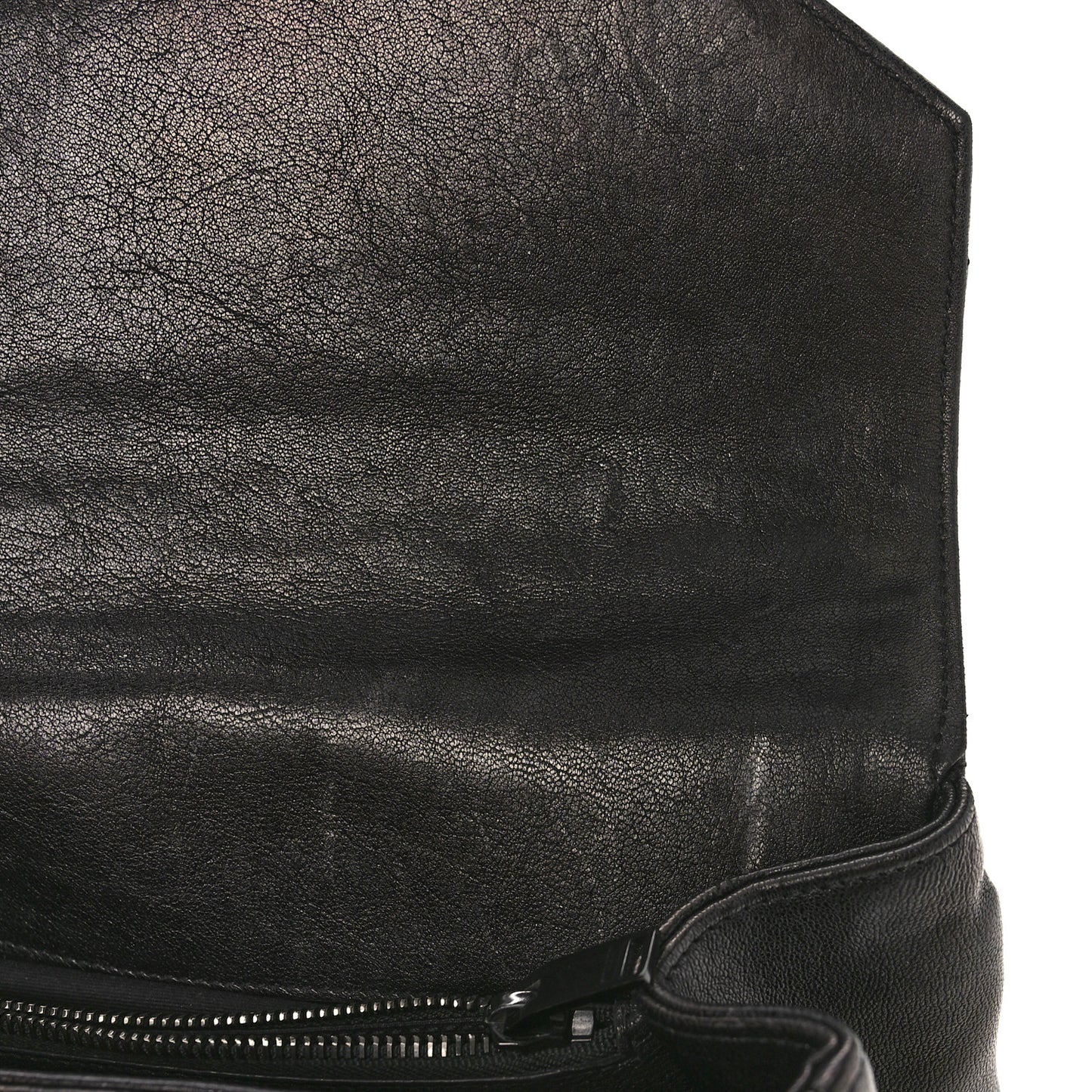Sheepskin Matelasse Chevron Monogram Monochrome Large College Satchel Black