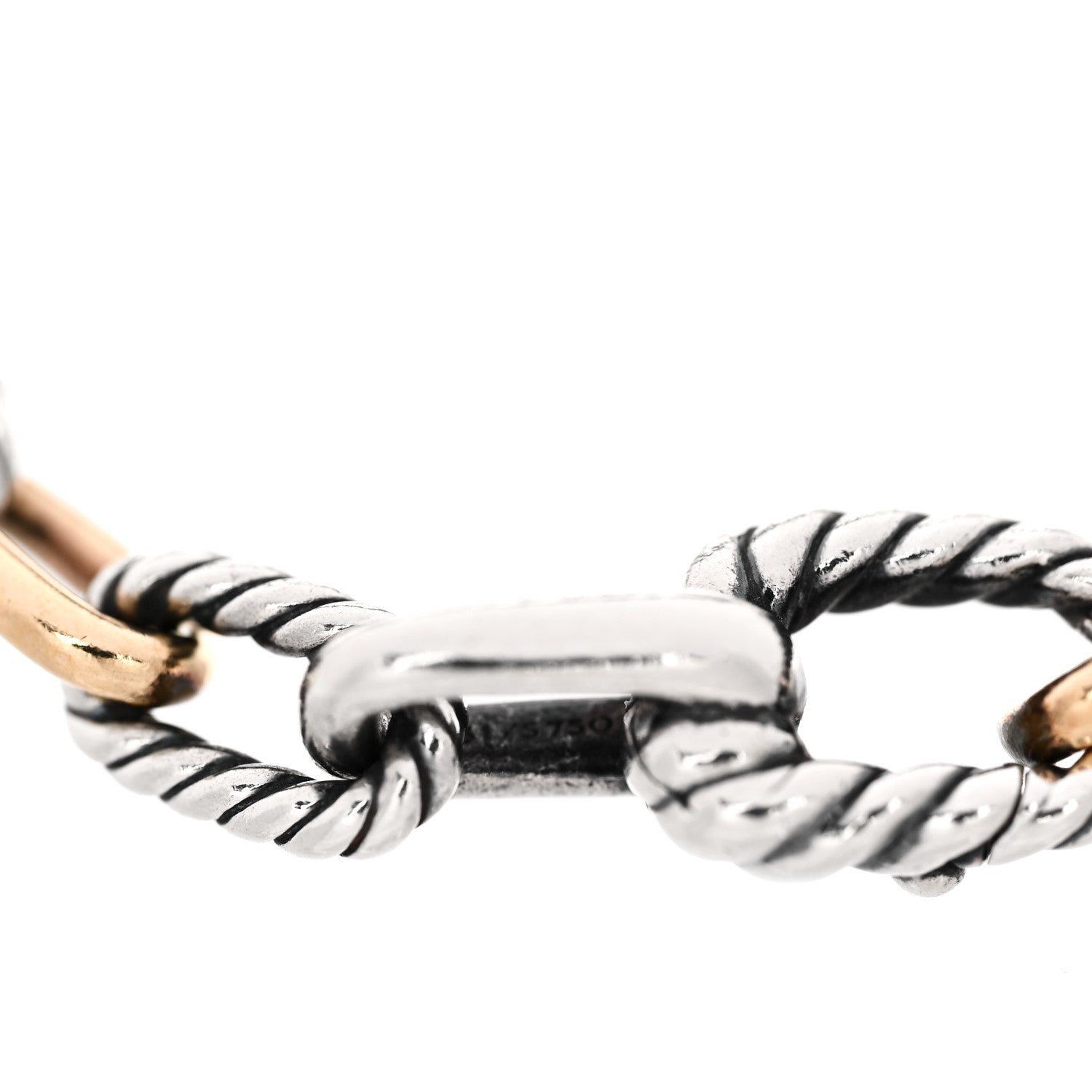 David Yurman Sterling Silver 18K Yellow Gold 5.5mm DY Madison Link Chain Bracelet 3 of 4