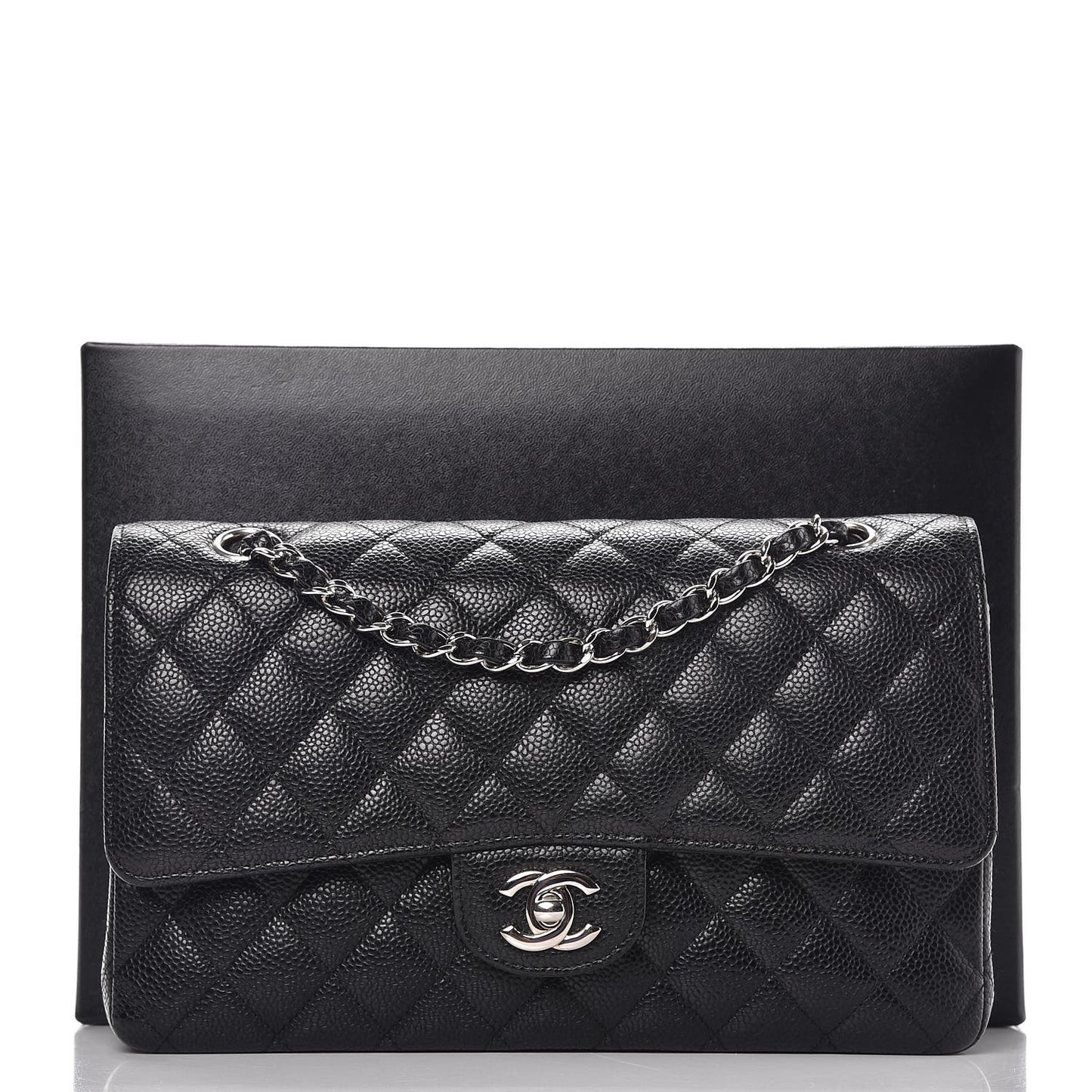 Caviar Quilted Medium Double Flap Black