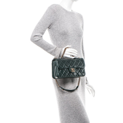 Chanel Glazed Calfskin Quilted Medium Perfect Edge Flap Dark Green 3 of 8