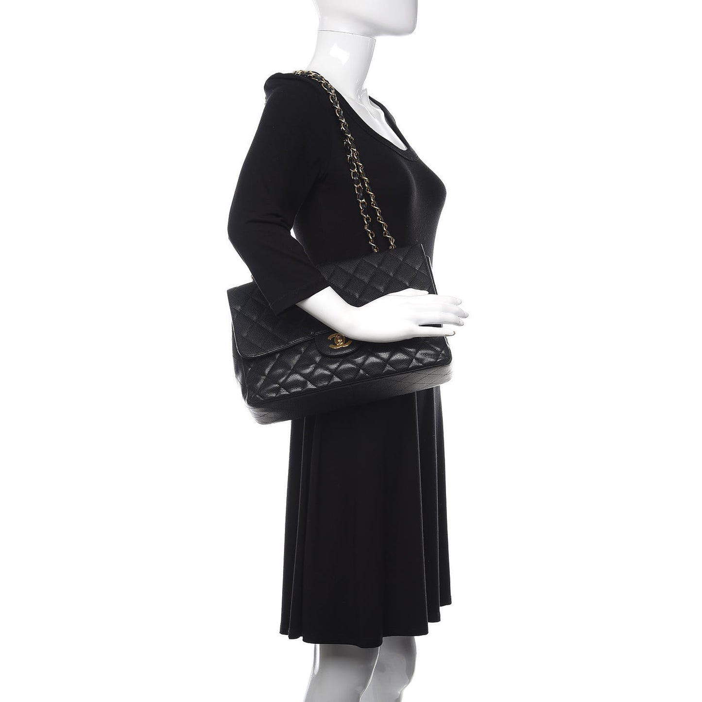 Caviar Quilted Jumbo Single Flap Black