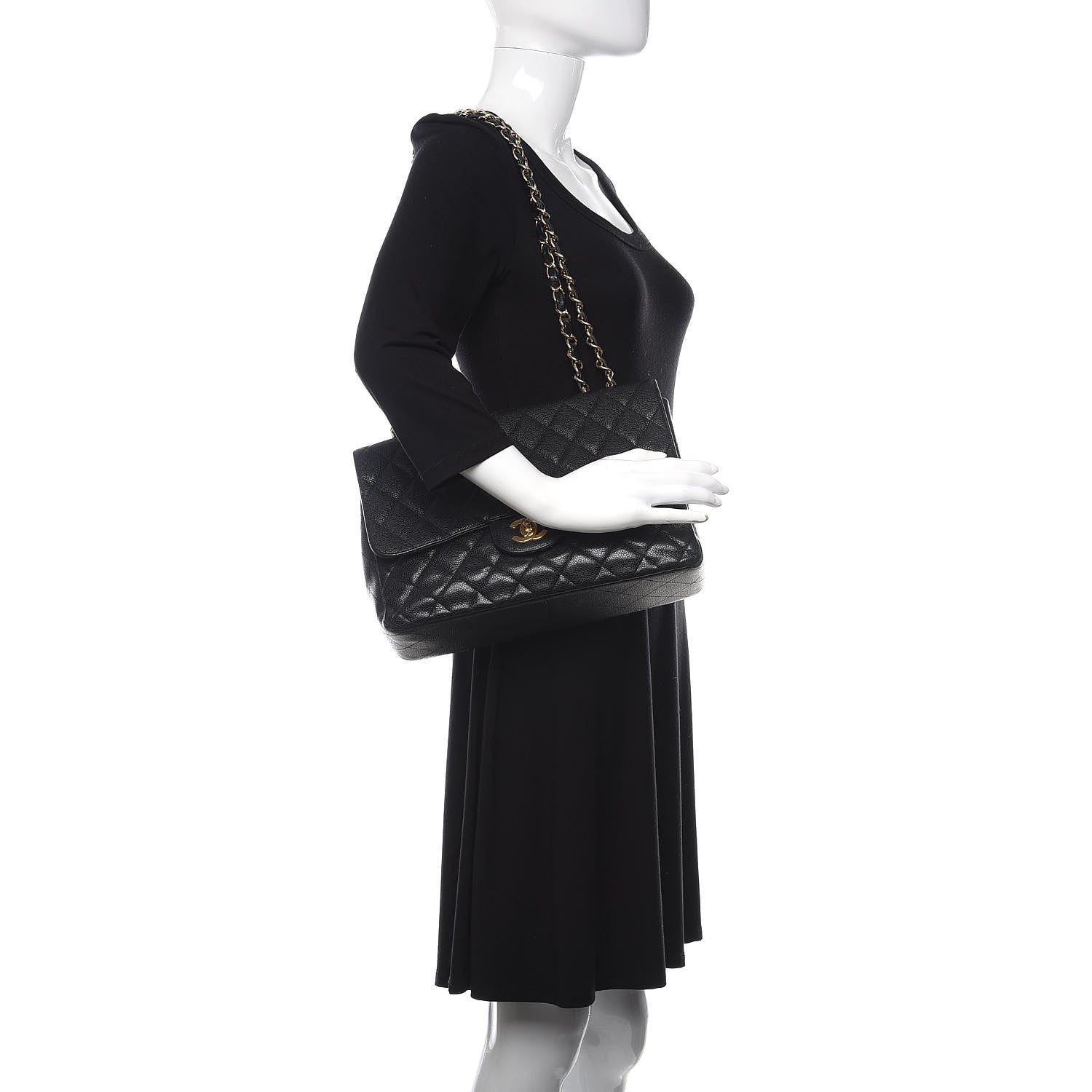 Chanel Caviar Quilted Jumbo Single Flap Black 3 of 14