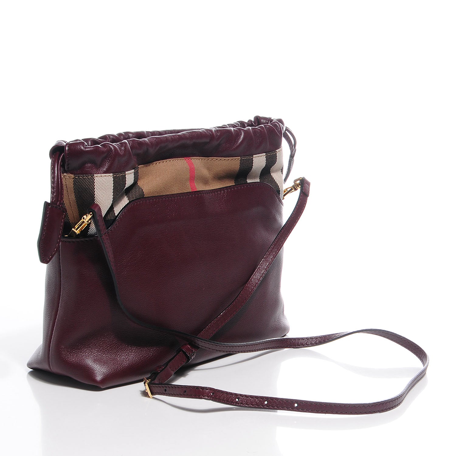 Burberry Calfskin House Check Little Crush Deep Claret 5 of 12