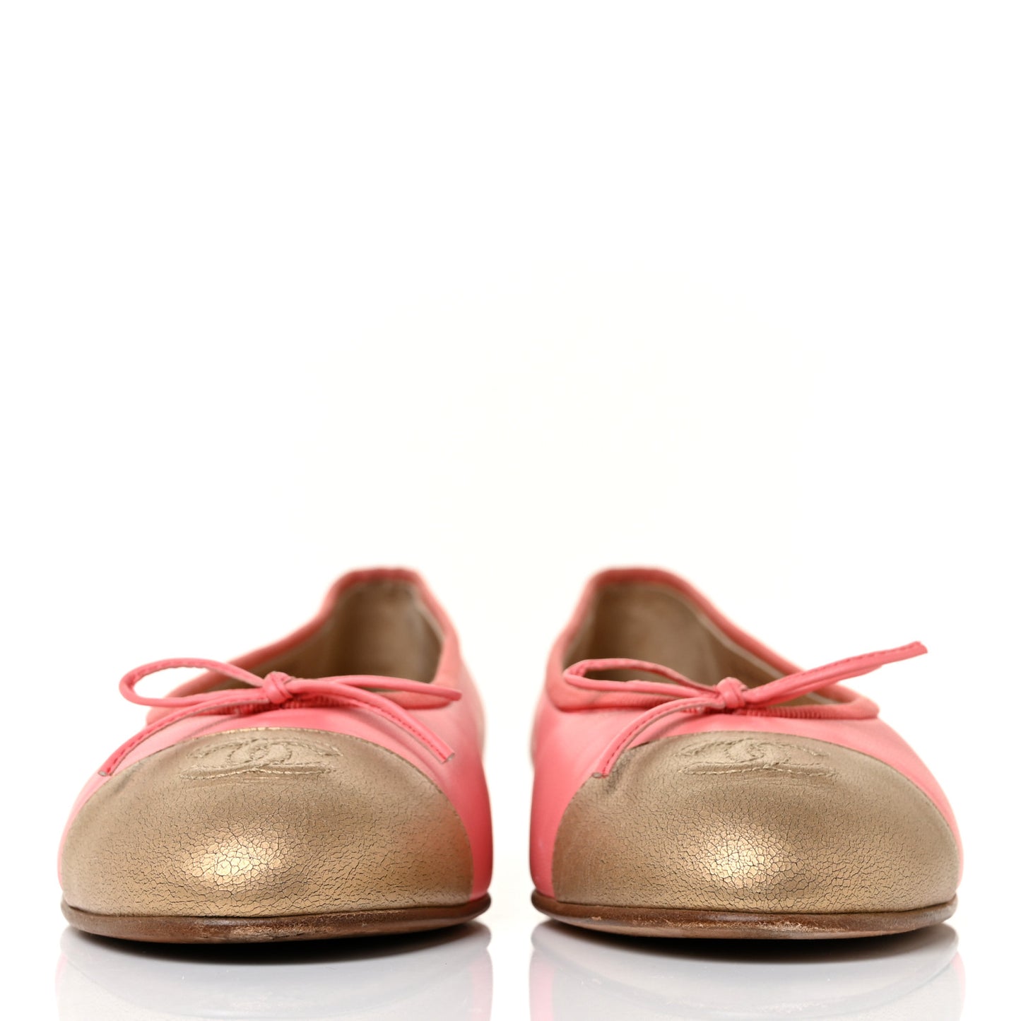 Calfskin Cap Toe Ballerina Flats 40 Pink Gold