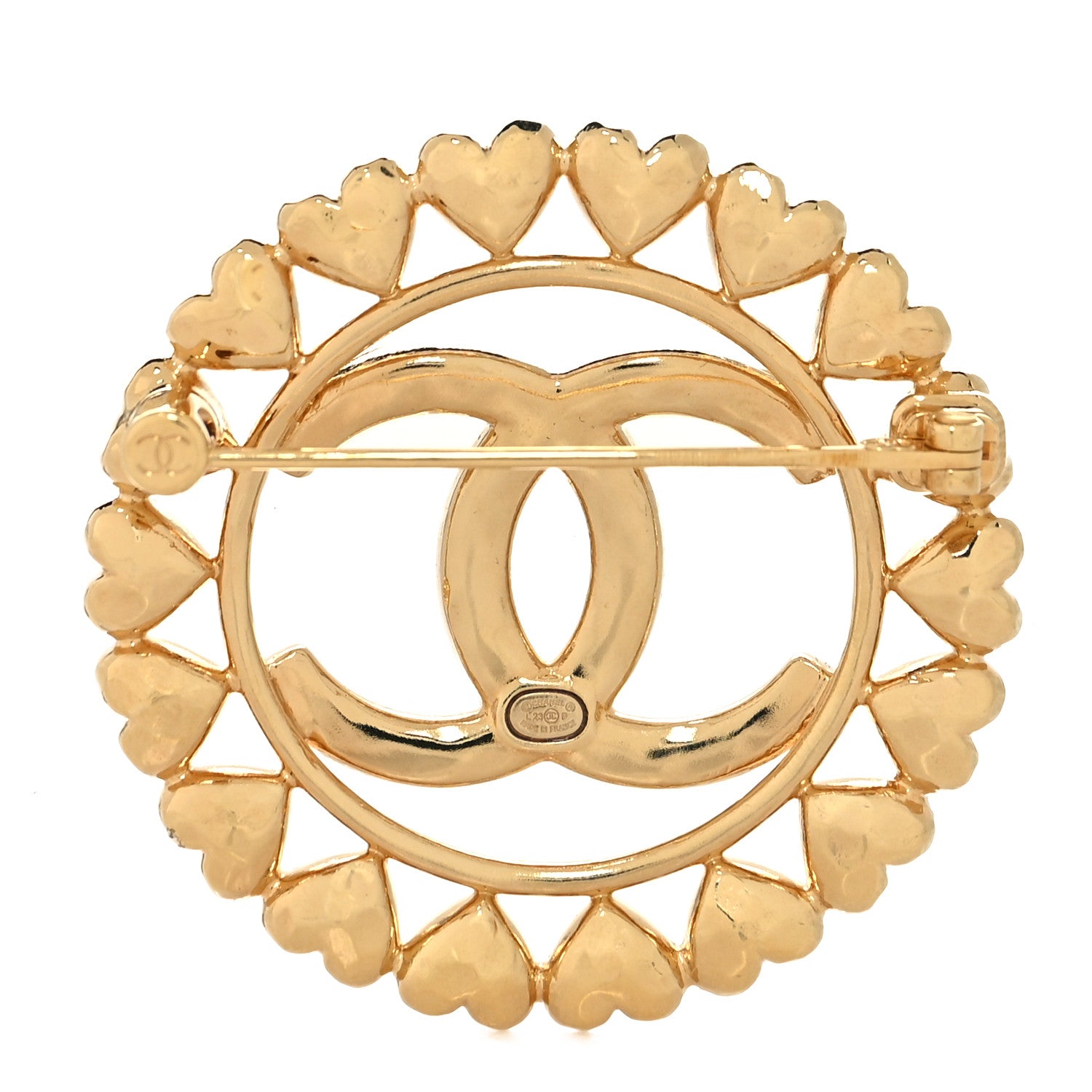 Chanel Metal CC Heart Brooch Gold 3 of 4