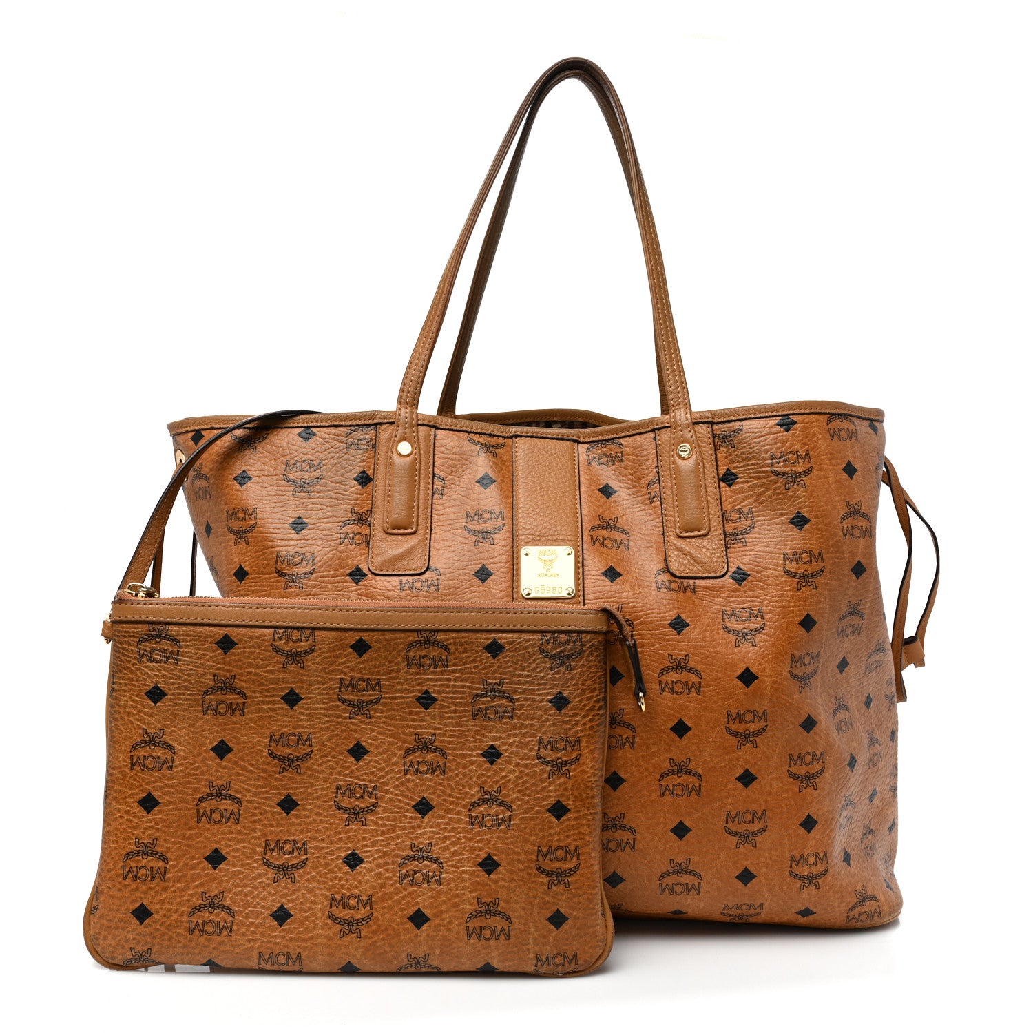 MCM Visetos Large Liz Reversible Shopper Tote Cognac 3 of 20
