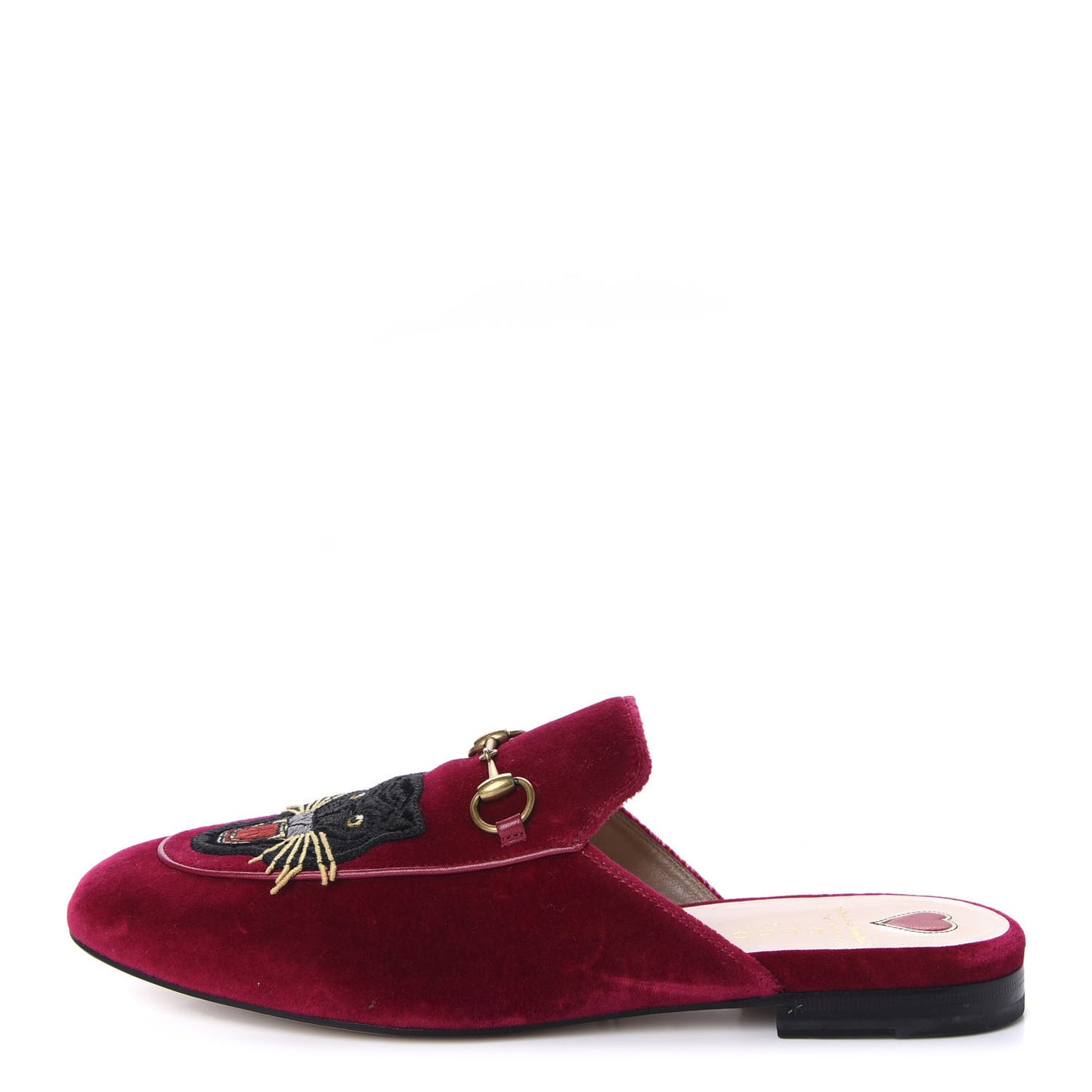 Velvet Panther Embroidered Womens Princetown Slippers 41 Red