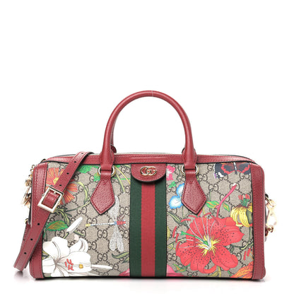 Gucci GG Supreme Monogram Flora Web Medium Ophidia Boston Red 1 of 8