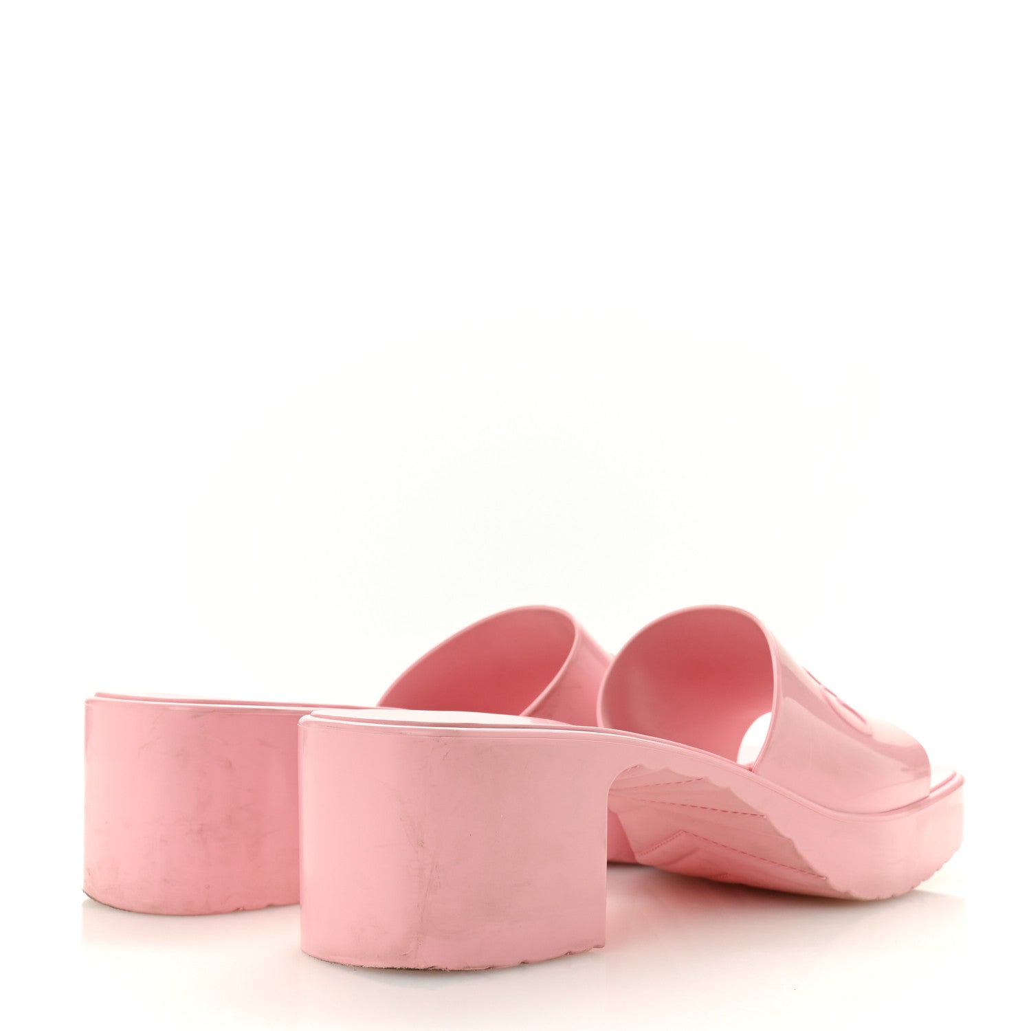Gucci Rubber Gucci Logo Womens Platform 20/60mm Slide Sandals 41 Wild Rose 5 of 13