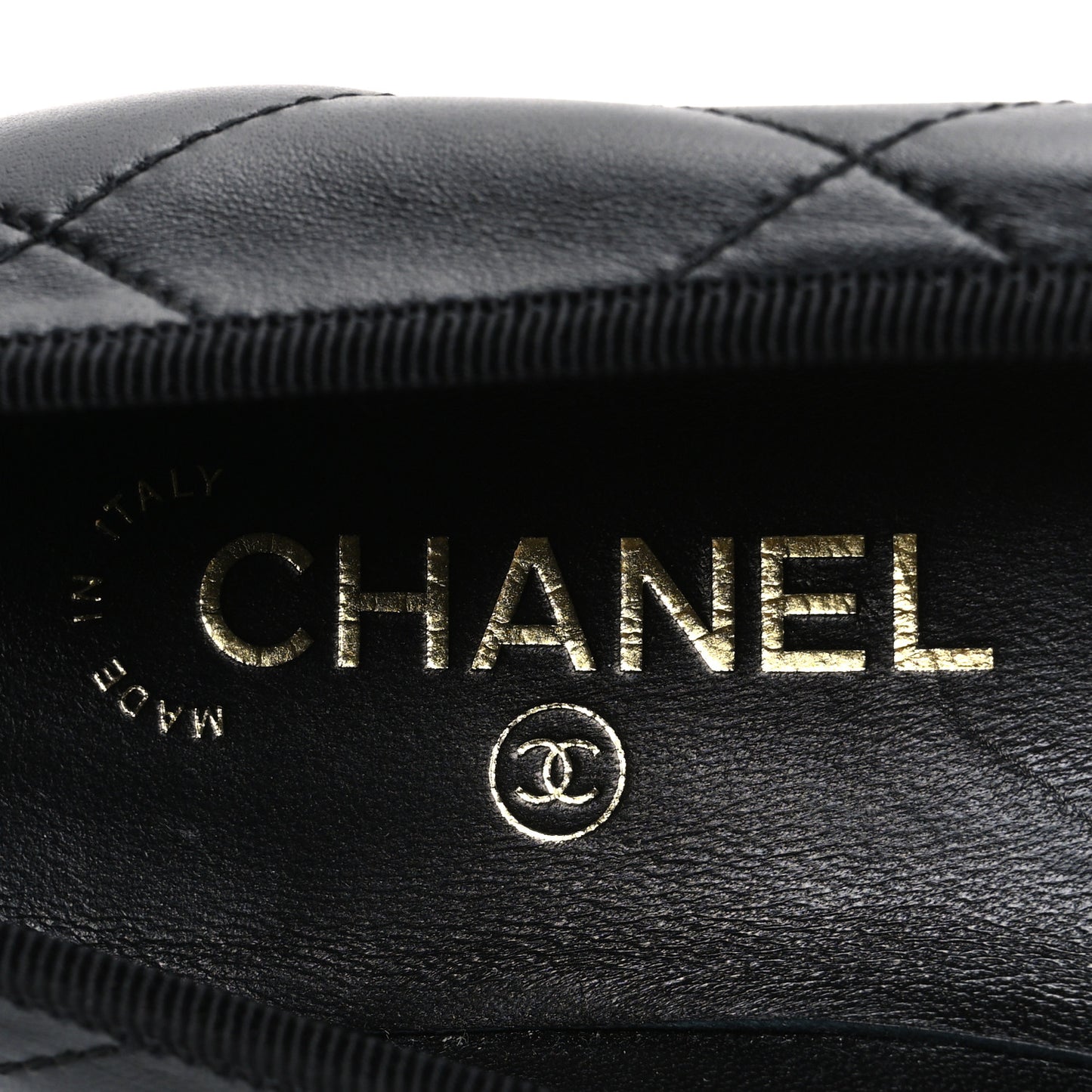 Lambskin Quilted CC Cambon Ballet Flats 38.5 Black White