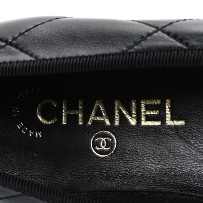 Chanel Lambskin Quilted CC Cambon Ballet Flats 38.5 Black White 9 of 11