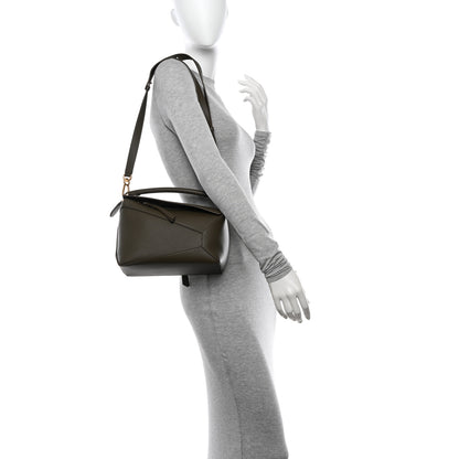 Loewe Calfskin Small Puzzle Bag Dark Khaki Green 2 of 9