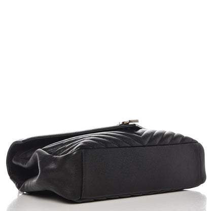 Saint Laurent Sheepskin Matelasse Chevron Monogram Large College Satchel Black 5 of 9