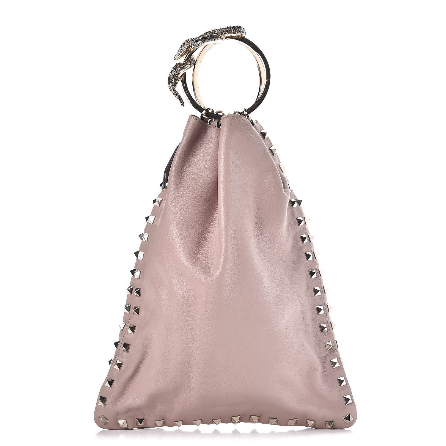 Valentino Garavani Vitello Crystal 50th Anniversary Snake Ring Evening Bag Poudre 1 of 9