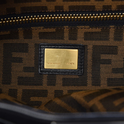 Fendi Goatskin Zucca Large Peekaboo Iconic Satchel Black Tobacco 12 of 12
