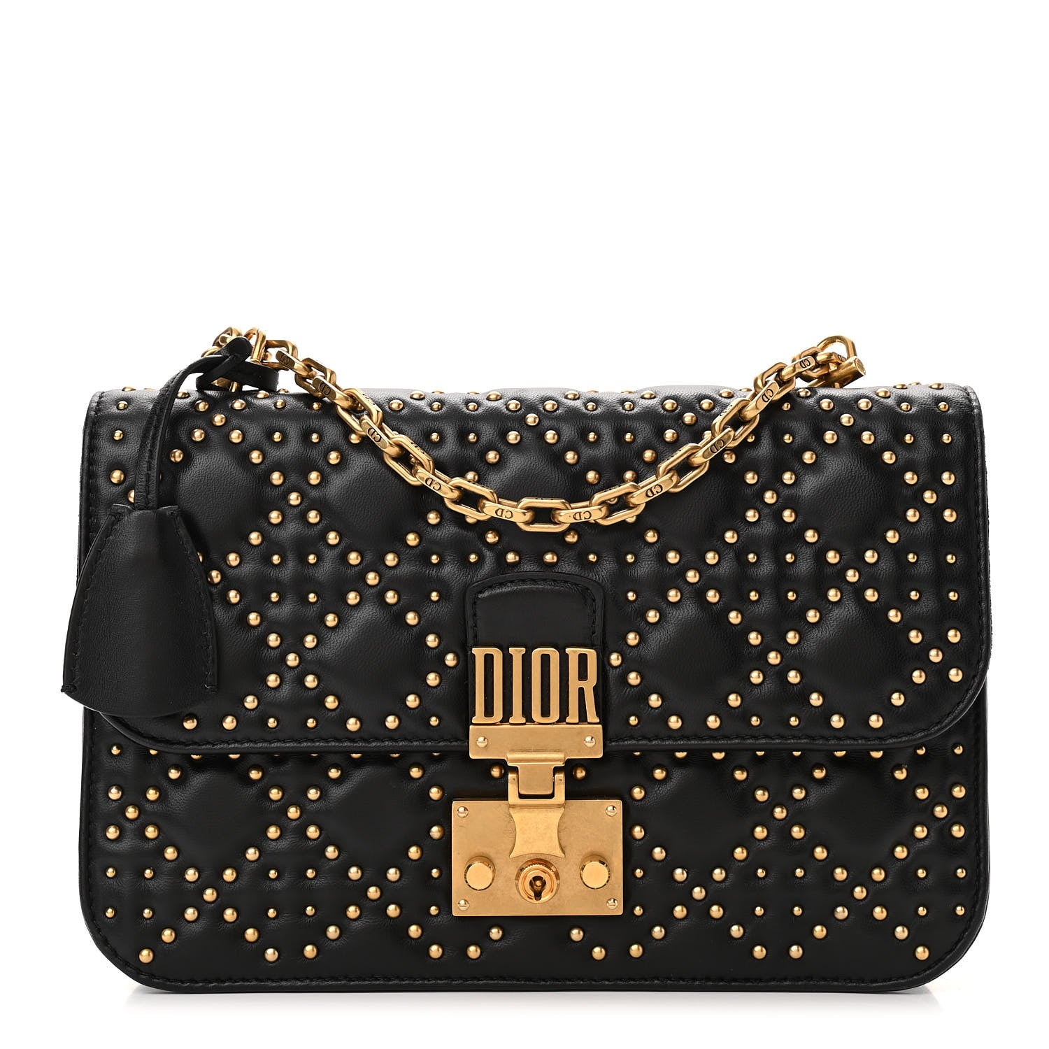 Christian Dior Lambskin Cannage Studded Large Dioraddict Flap Bag Black 1 of 9