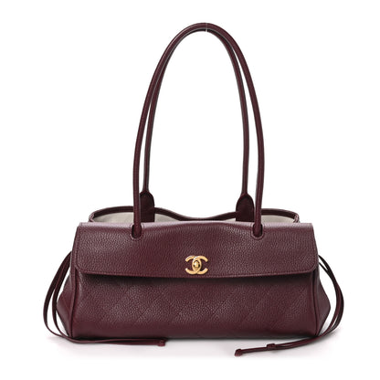 Chanel Grained Calfskin Stitched Urban Essentials Small Shopping Bag Burgundy 1 of 10