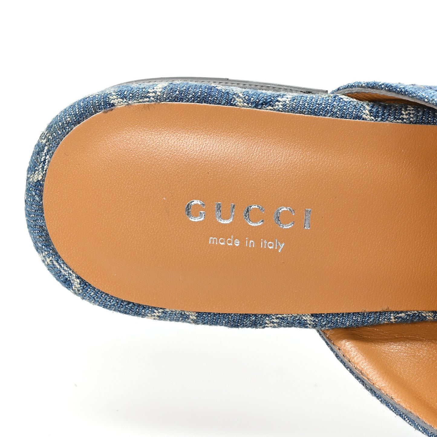 New Denim GG Malaga Kid Womens Princetown Slippers 38.5 Light Blue Royale