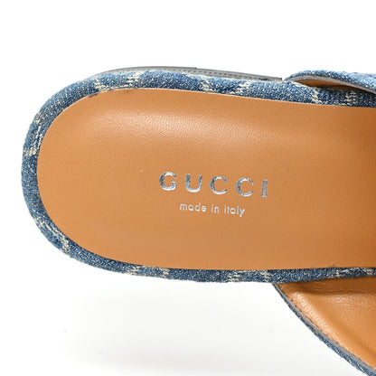 Gucci New Denim GG Malaga Kid Womens Princetown Slippers 38.5 Light Blue Royale 9 of 9