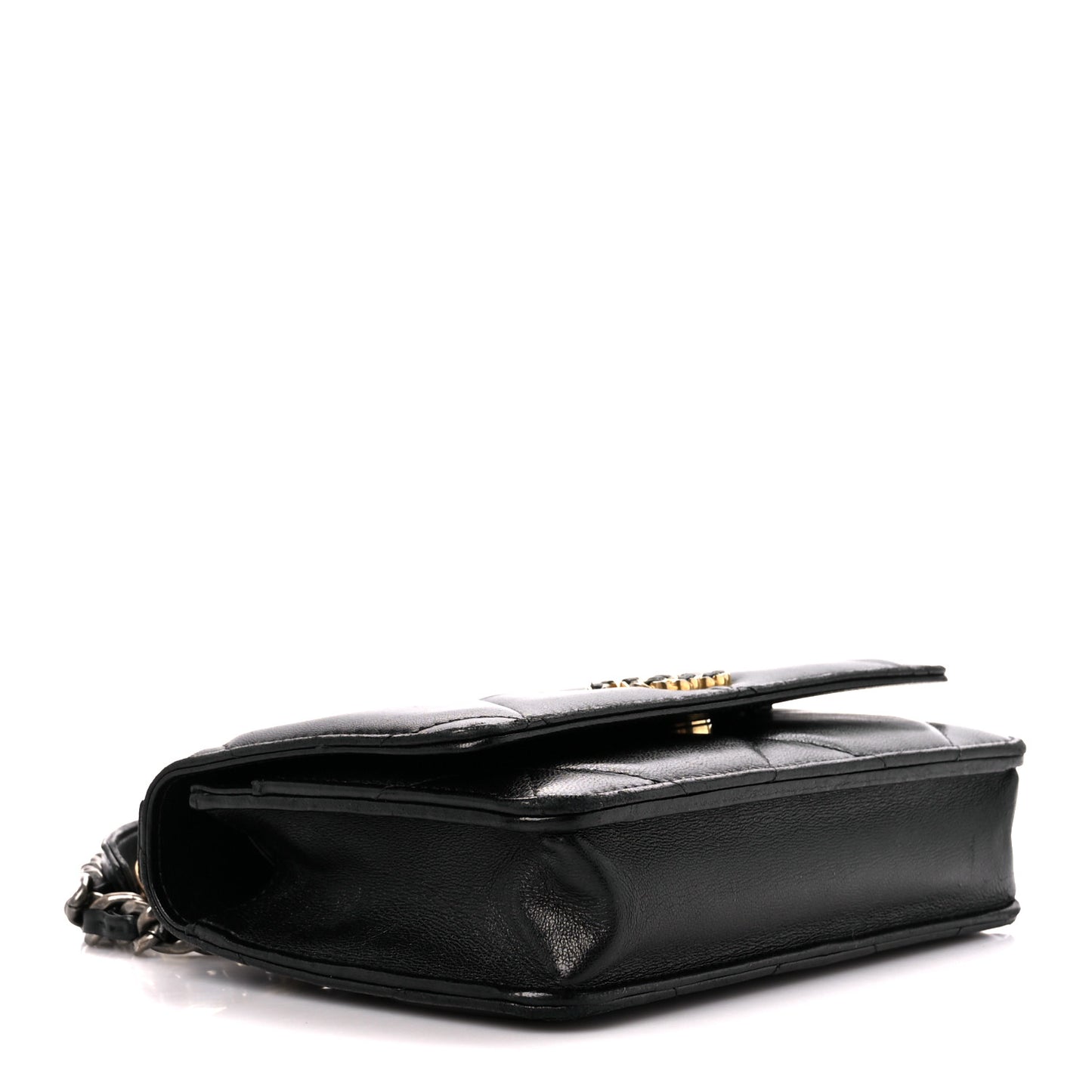 Lambskin Quilted Chanel 19 Wallet On Chain WOC Black