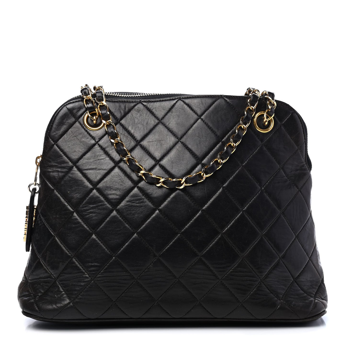 Lambskin Quilted Shopping Tote Black