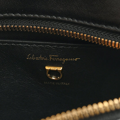 Salvatore Ferragamo Canvas Calfskin Gancini Camera Bag Black Beige 5 of 7
