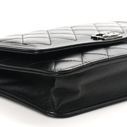 Chanel Lambskin Quilted Boy Wallet On Chain WOC Black 10 of 13