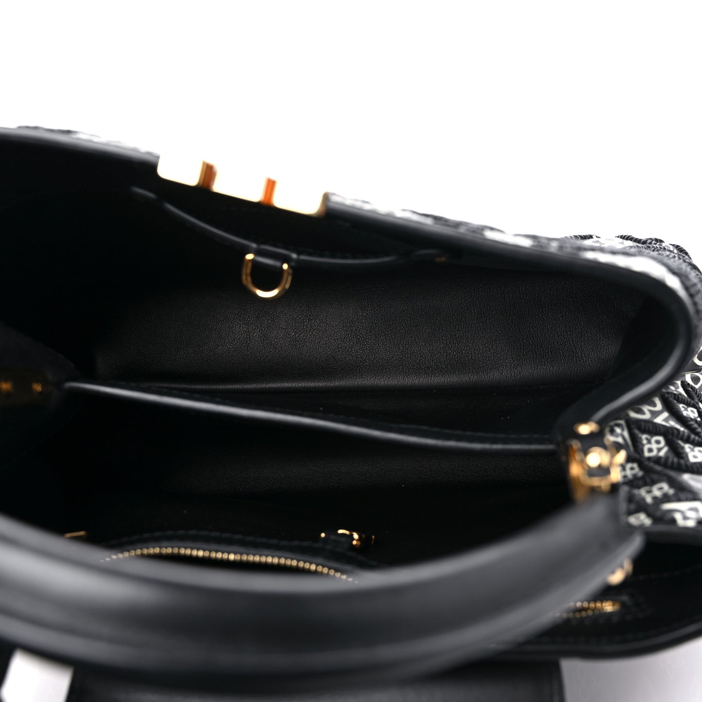 Calfskin Since 1854 Embroidered Capucines PM Black