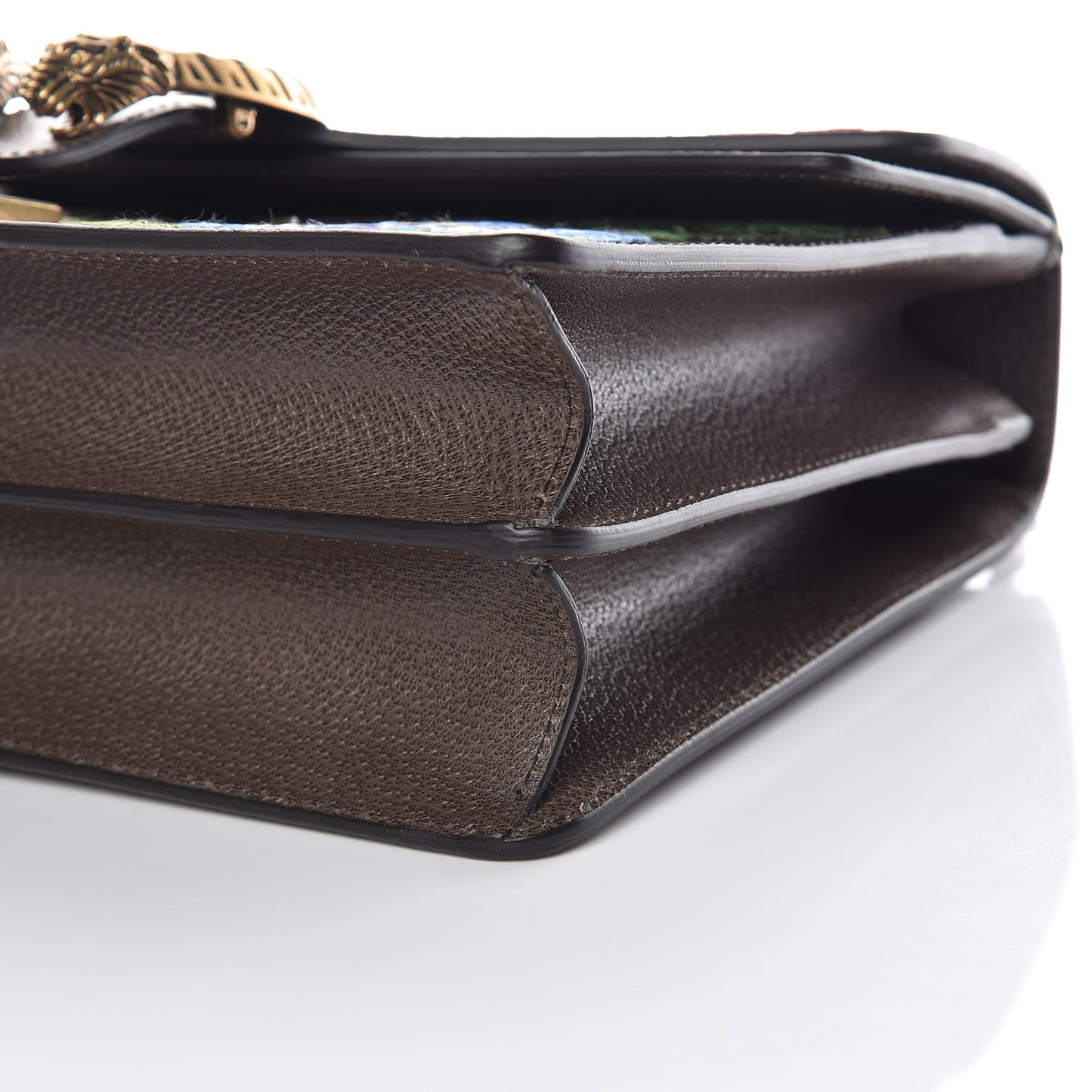 Calfskin Web Floral Embroidered Medium Dionysus Shoulder Bag New Acero
