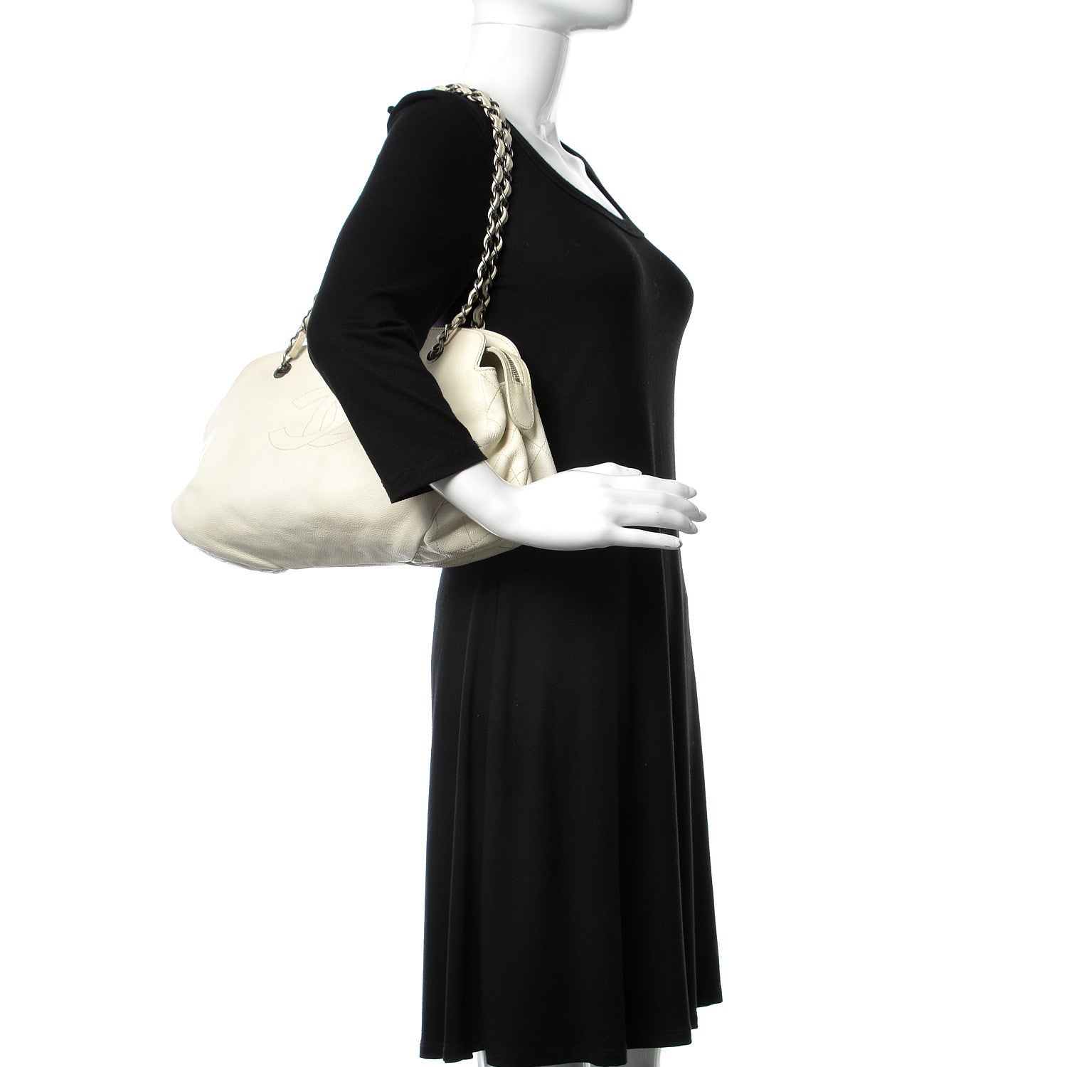 Chanel Caviar Quilted Timeless CC Bowler Bag White 2 of 18