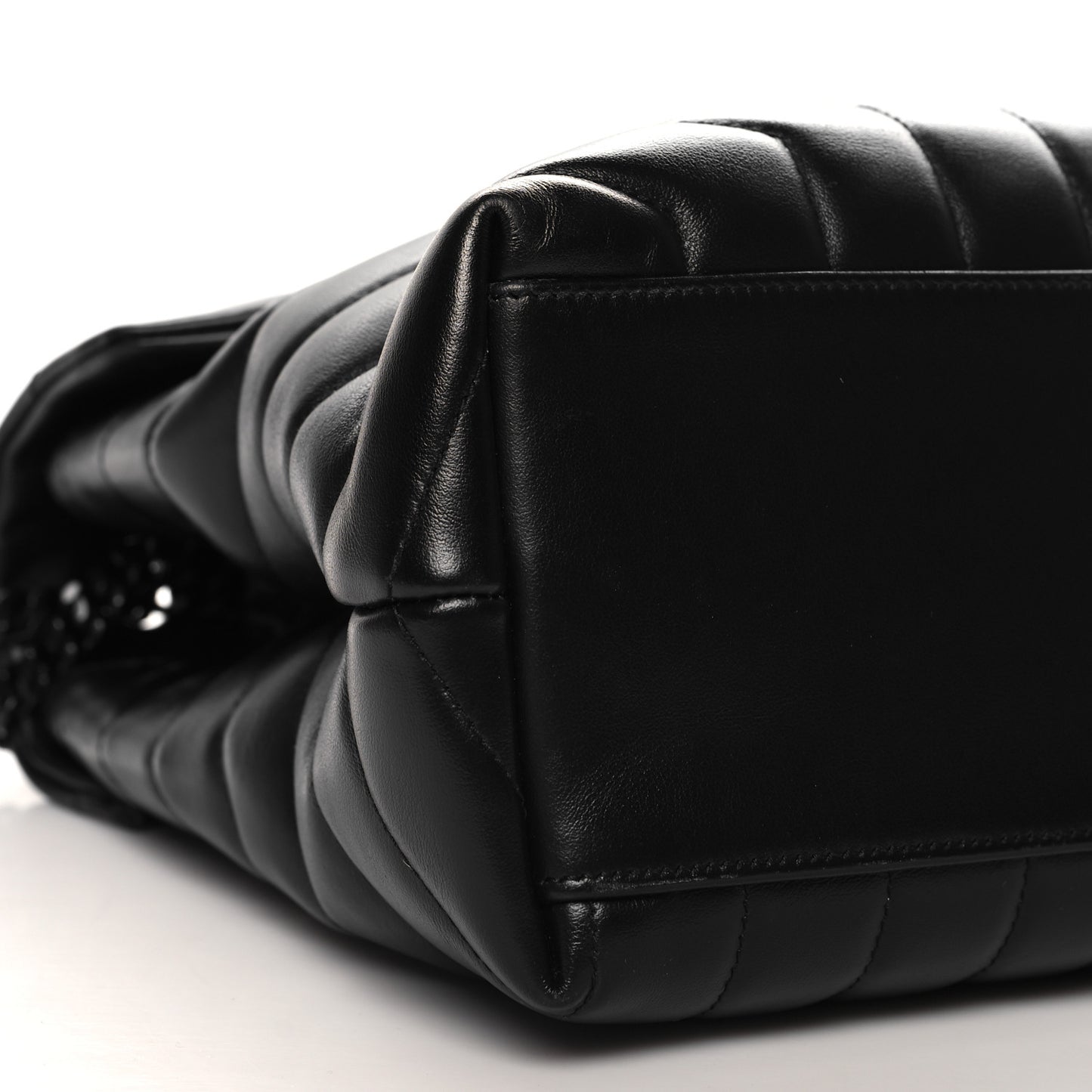 Calfskin Y Quilted Monogram Monochrome Medium Loulou Chain Satchel Black