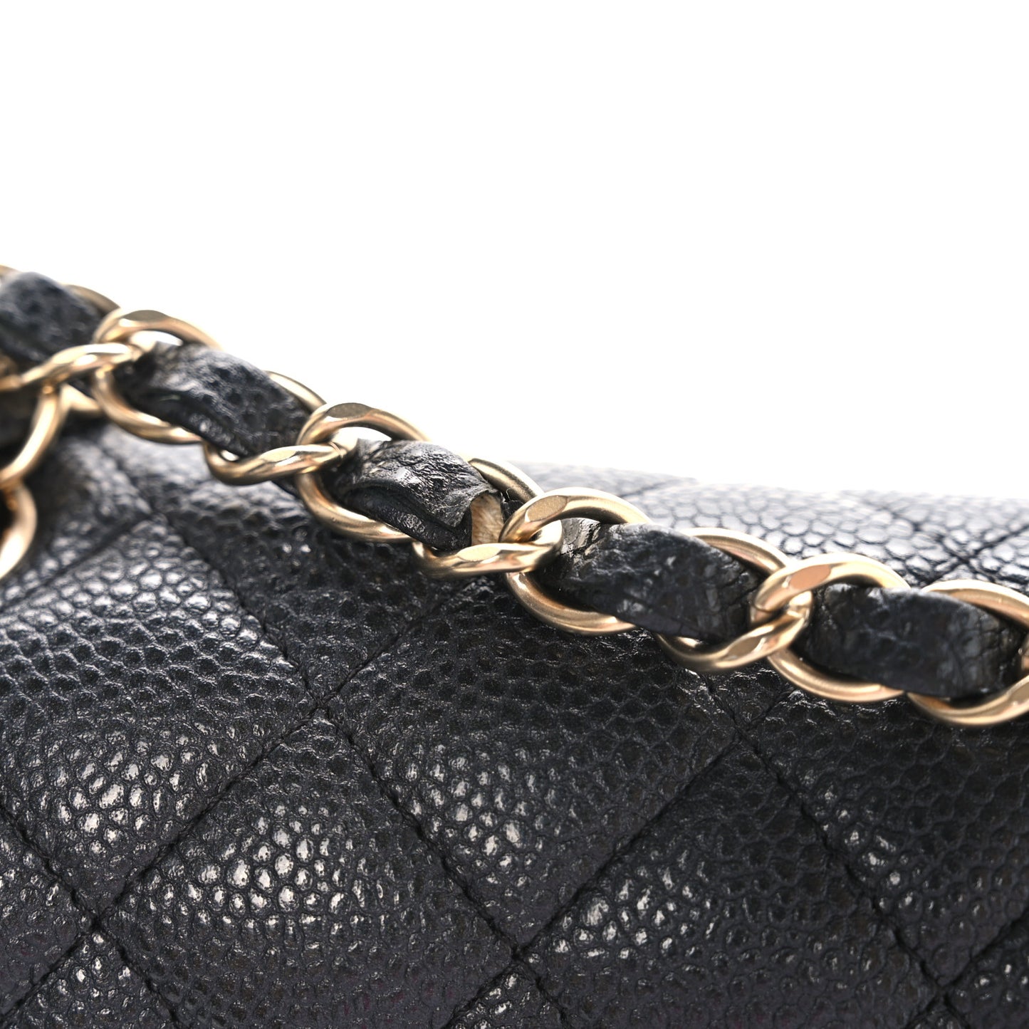 Iridescent Caviar Quilted Mini Rectangular Flap Charcoal