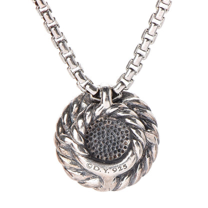 David Yurman Sterling Silver Diamond 8mm Petite Chatelaine Pave Pendant Necklace 5 of 7
