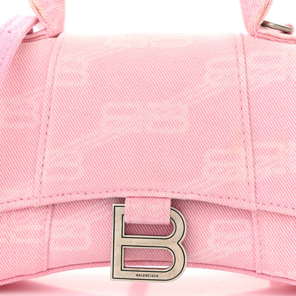 Balenciaga Washed Denim BB Monogram Hourglass Top Handle Bag XS Pink 9 of 13