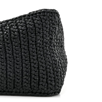 Prada Yarn Raffia Effect Crochet Triangle Shoulder Bag Black 9 of 9