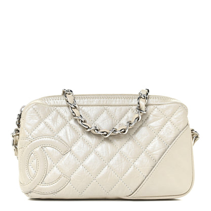 Chanel Aged Calfskin Quilted Cotton Club Pochette White 1 of 15