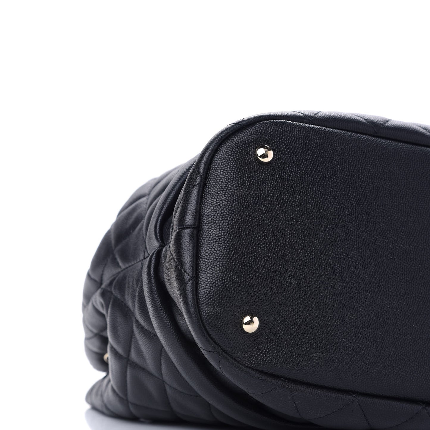 Caviar Quilted Large Rolled Up Bucket Drawstring Bag Black