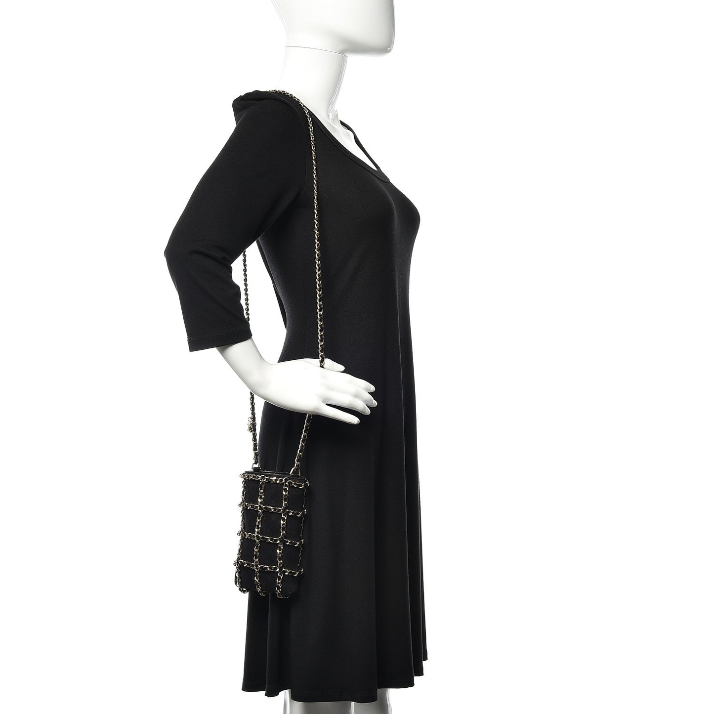 Lambskin Suede Clutch With Chain Black