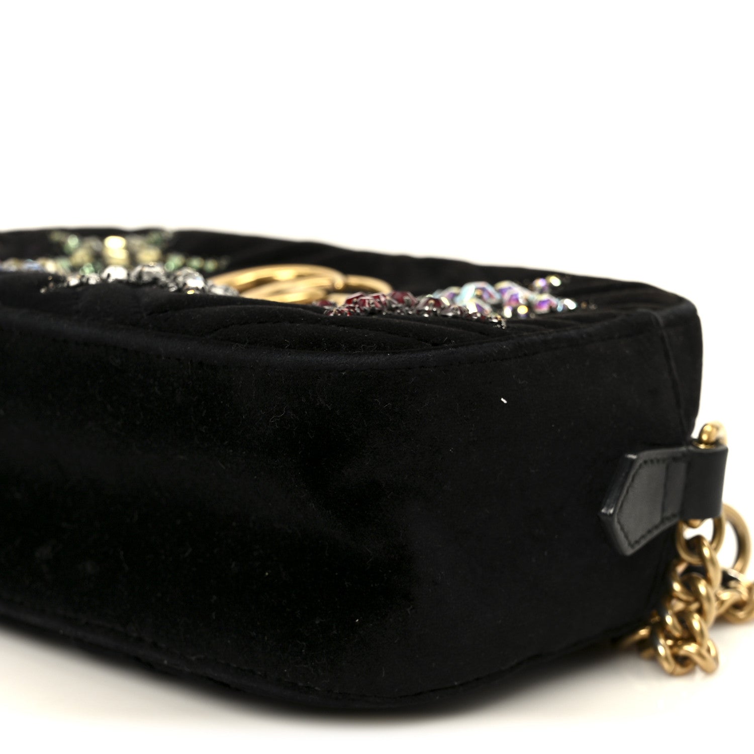 Gucci Velvet Matelasse Crystal Star Embroidered Small GG Marmont