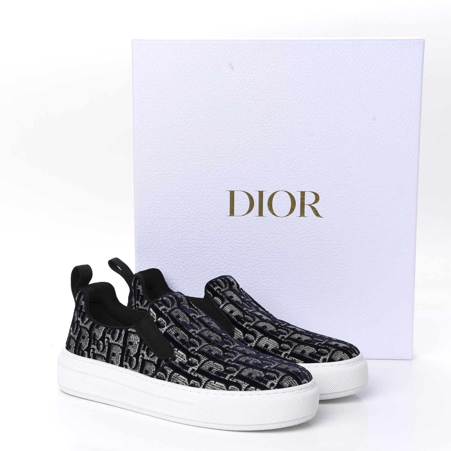 Christian Dior Velvet Oblique Womens Solar Slip On Sneakers 37 Deep Blue 10 of 10