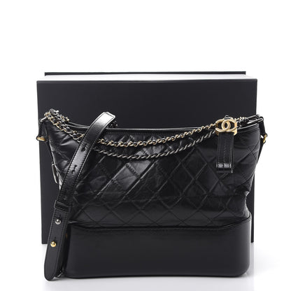 Chanel Aged Calfskin Quilted Medium Gabrielle Hobo Black 9 of 9