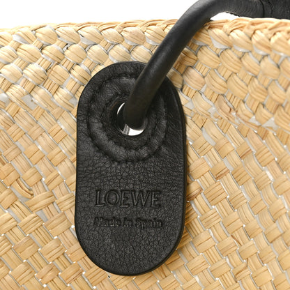 Loewe Calfskin Raffia Paulas Ibiza Sparkling Metallic Anagram Basket Tote Bag Natural Silver 6 of 10