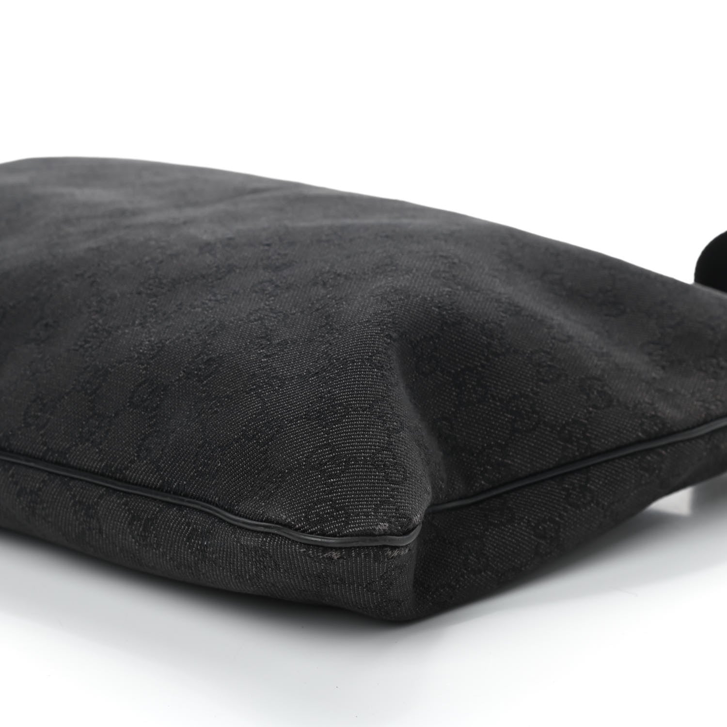 Gucci Denim Monogram Flat Messenger Bag Black 10 of 11