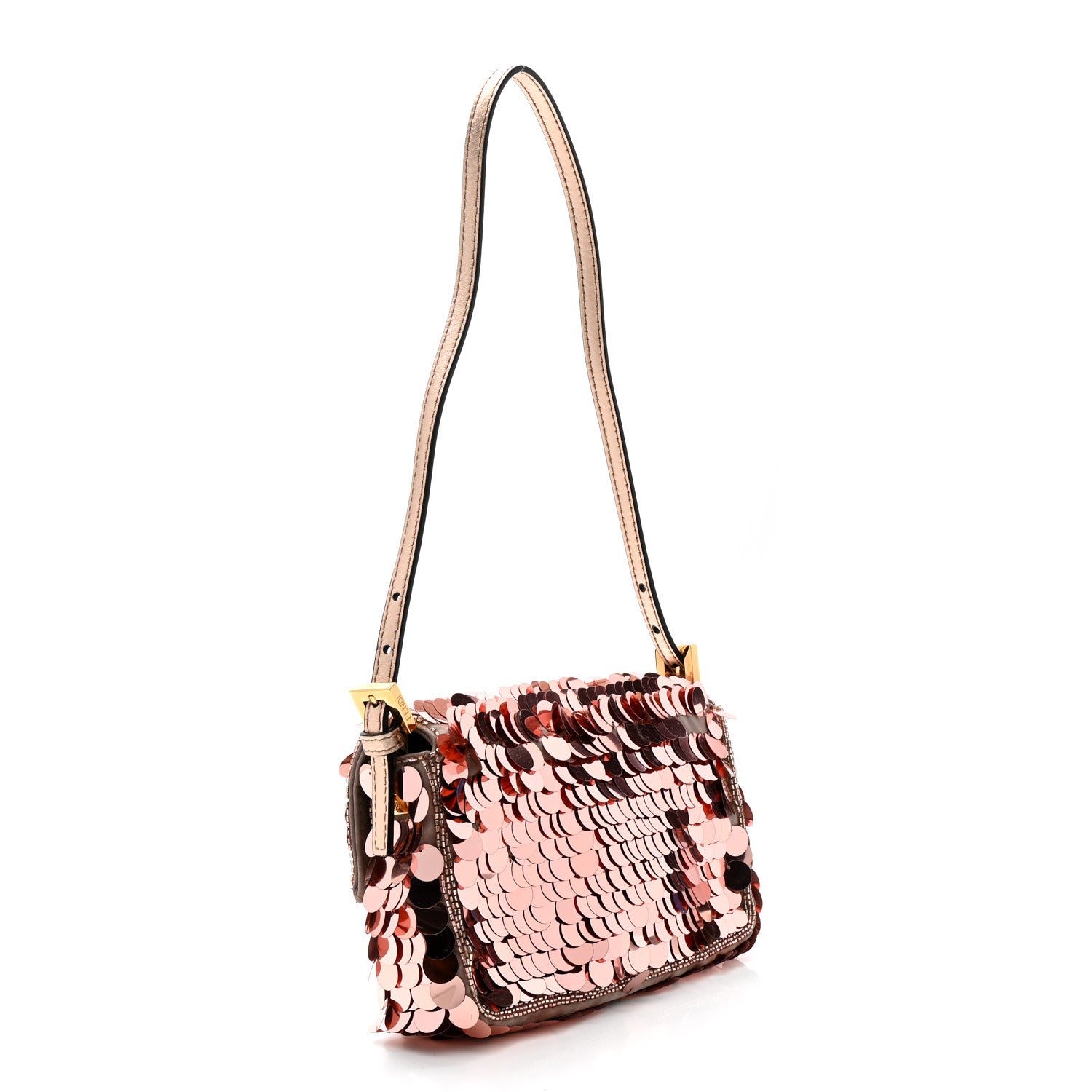 Fendi Satin Paillettes Catalan Mirror Mini Baguette 1997 Antico Rame 3 of 11