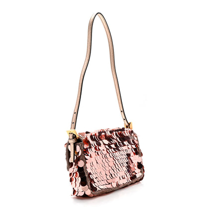 Fendi Satin Paillettes Catalan Mirror Mini Baguette 1997 Antico Rame 3 of 11
